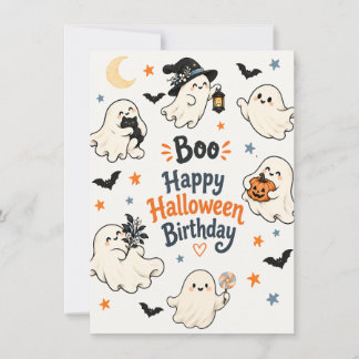 Carte d'anniversaire Halloween Fantôme Mignon Boo