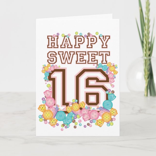 Carte d'anniversaire Happy Sweet 16 Candy Land (Devant)