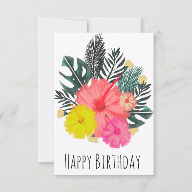Carte d'anniversaire Hawaï dessiné à la main avec  (Devant)