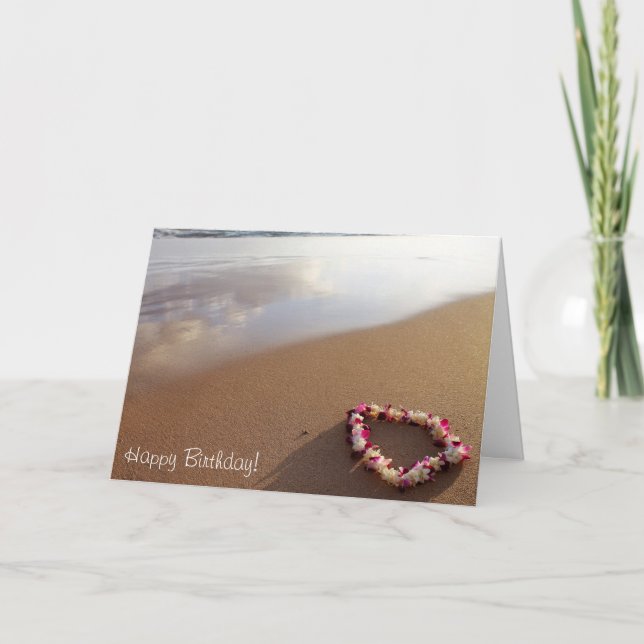 Carte d'anniversaire Hawaiian Lei & Beach (Devant)