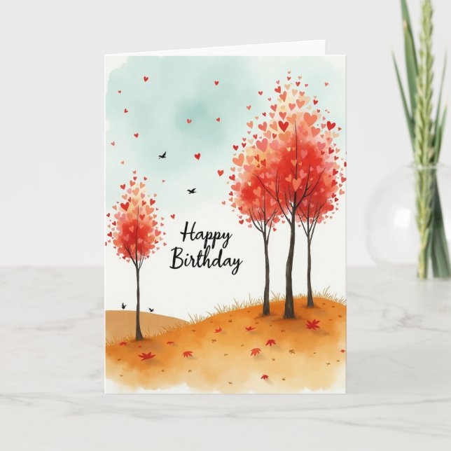 Carte d'anniversaire Heart Leaves Artistry (Devant)
