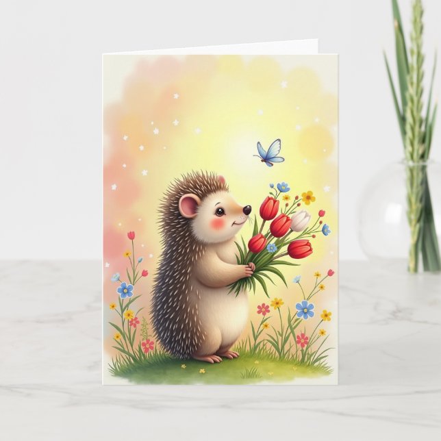Carte d'anniversaire Hérisson Joyeux (Devant)