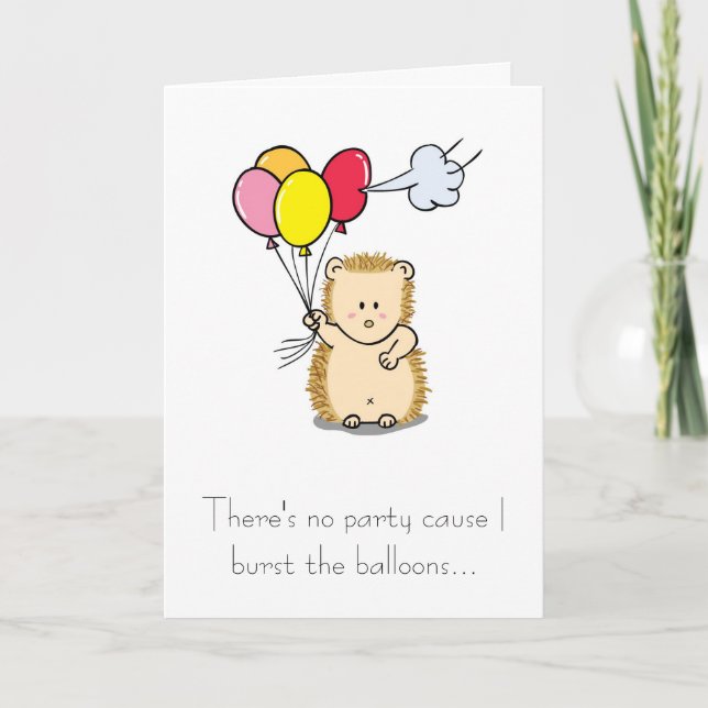 Carte d'anniversaire Hérisson Mignon avec Ballons (Devant)