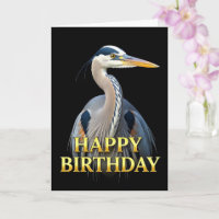 CARTE D'ANNIVERSAIRE HÉRON GROS PLAN DISTINCTIF