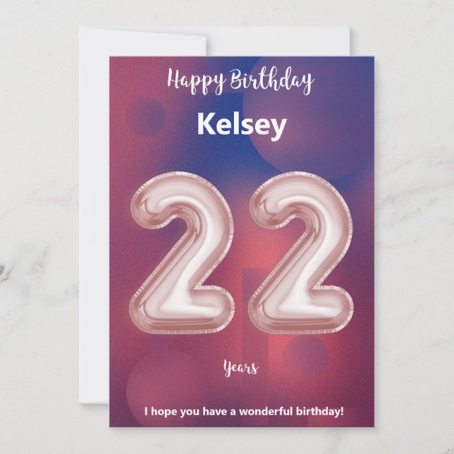 Carte d'anniversaire heureuse à 22 ans (Devant)