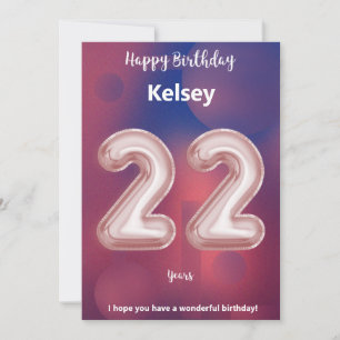 Carte d'anniversaire heureuse à 22 ans