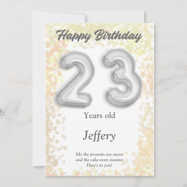Carte d'anniversaire heureuse à 23 ans (Devant)
