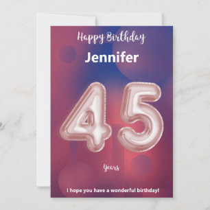 Carte d'anniversaire heureuse à 45 ans