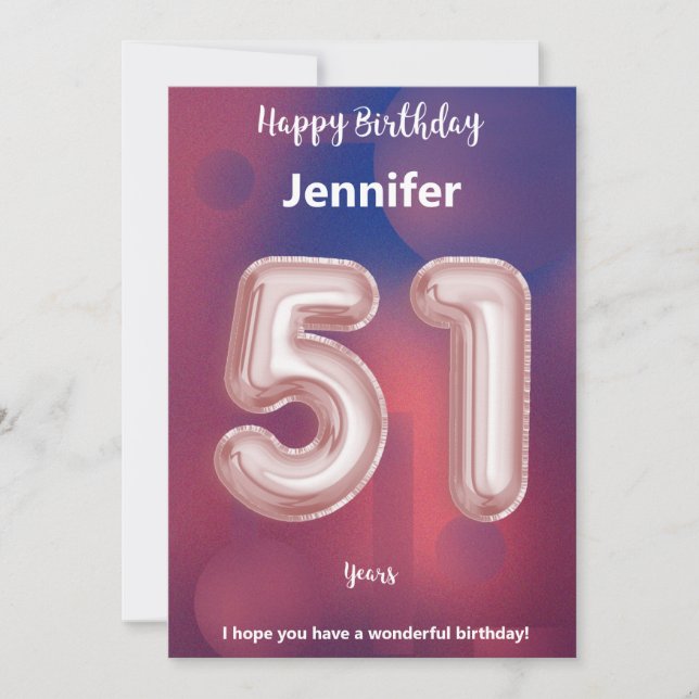 Carte d'anniversaire heureuse à 51 ans (Devant)