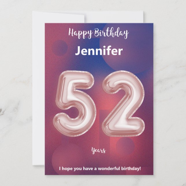Carte d'anniversaire heureuse à 52 ans (Devant)