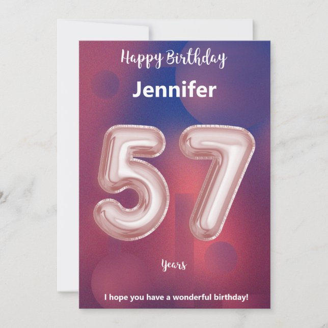 Carte d'anniversaire heureuse à 57 ans (Devant)