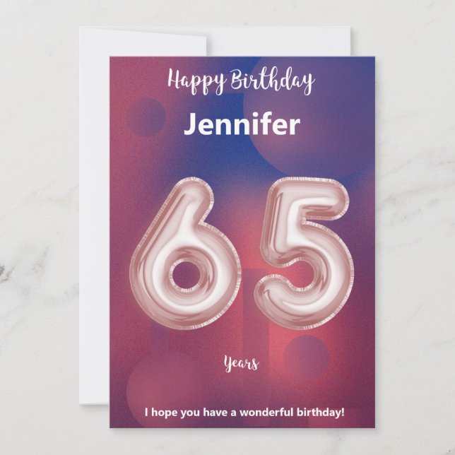 Carte d'anniversaire heureuse à 65 ans (Devant)