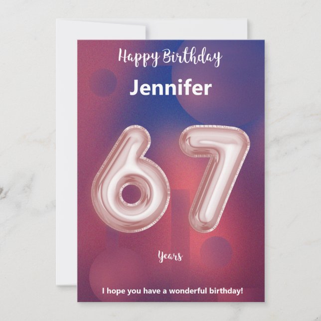 Carte d'anniversaire heureuse à 67 ans (Devant)