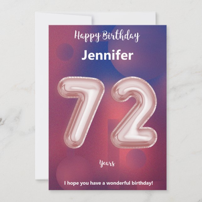 Carte d'anniversaire heureuse à 72 ans (Devant)