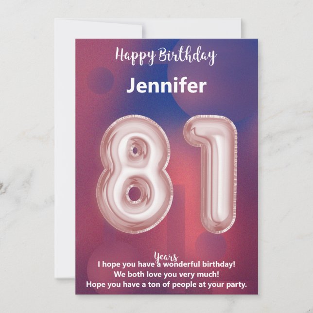 Carte d'anniversaire heureuse à 81 ans (Devant)