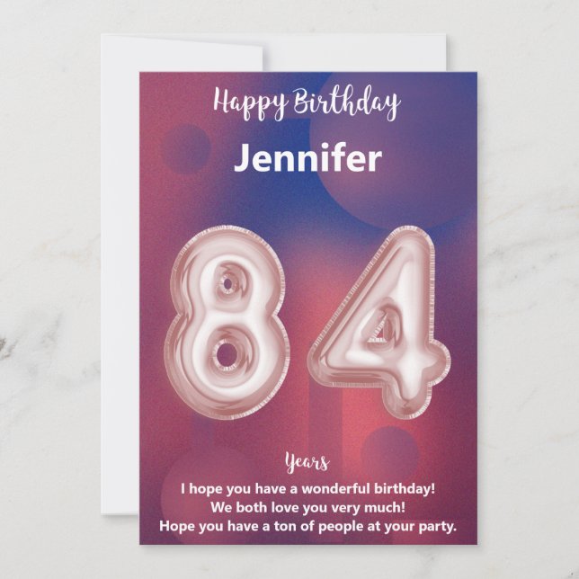 Carte d'anniversaire heureuse à 84 ans (Devant)