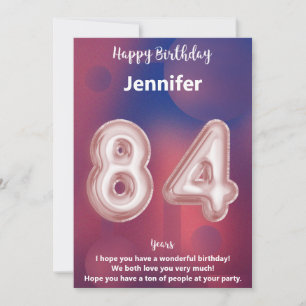 Carte d'anniversaire heureuse à 84 ans