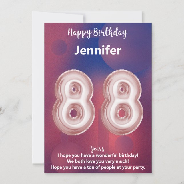 Carte d'anniversaire heureuse à 88 ans (Devant)