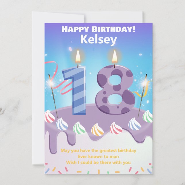 Carte d'anniversaire heureuse à dix-huit ans (Devant)