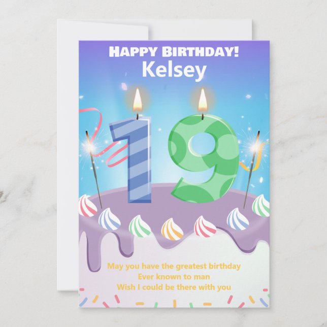 Carte d'anniversaire heureuse à dix-neuf ans (Devant)