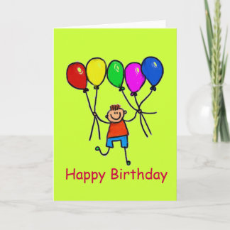 Carte d'anniversaire heureuse de garçon de ballon