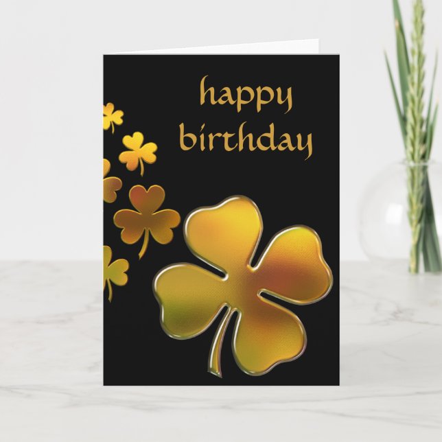 Carte d'anniversaire heureuse de mars de shamrocks (Devant)
