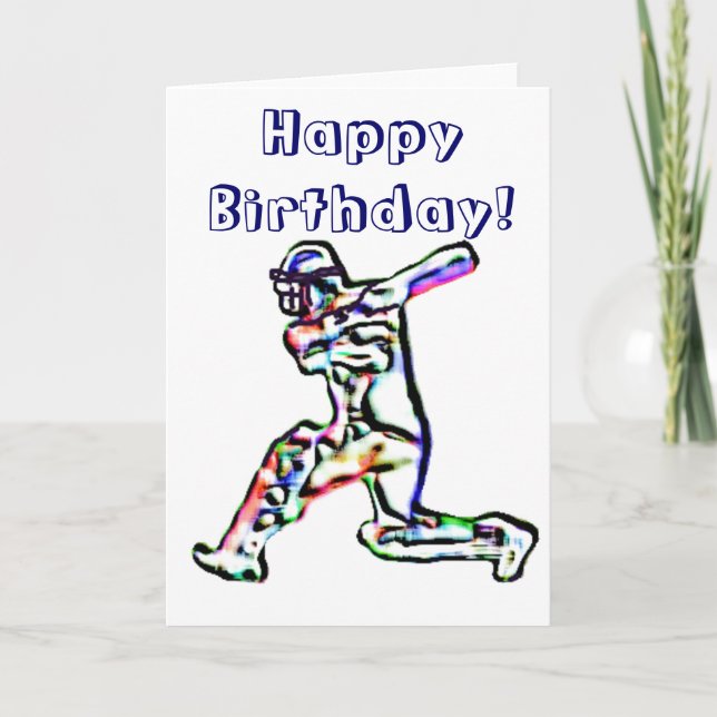 Carte d'anniversaire heureuse du joueur de cricket (Devant)