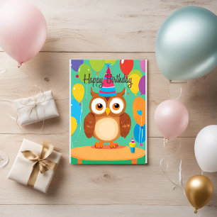 Carte d'anniversaire "Hibou coloré" ❤️️