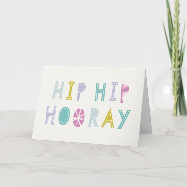 Carte d'anniversaire Hip Hip Hooray - Lime (Devant)