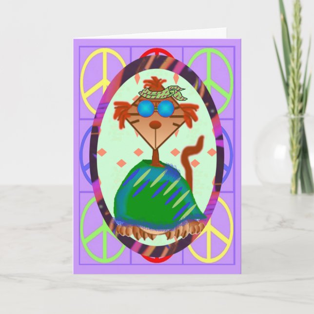 Carte d'anniversaire hippie tardive (Devant)