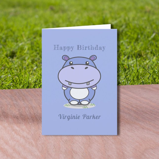 Carte d'anniversaire Hippo (Cute Hippo Birthday Card)