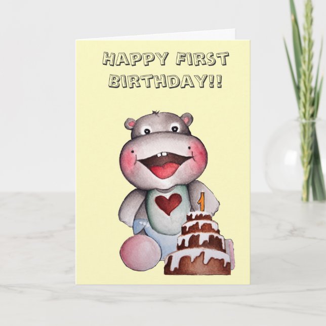 Carte d'anniversaire Hippo (Devant)