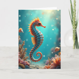 Carte d'anniversaire Hippocampe Marin