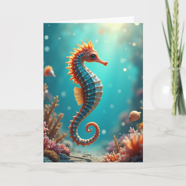 Carte d'anniversaire Hippocampe Marin (Devant)