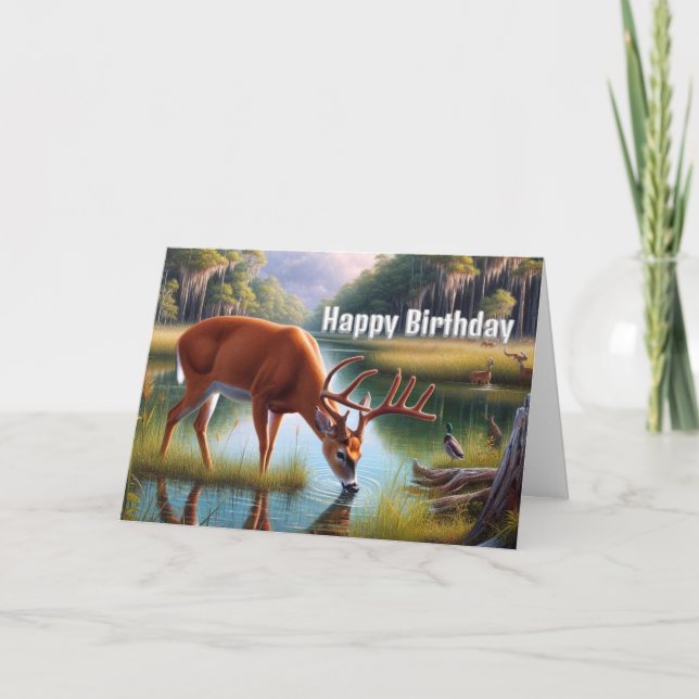 Carte d'anniversaire homme faune cerf (Devant)