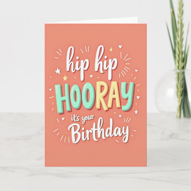 Carte d'anniversaire Hooray Script (Devant)