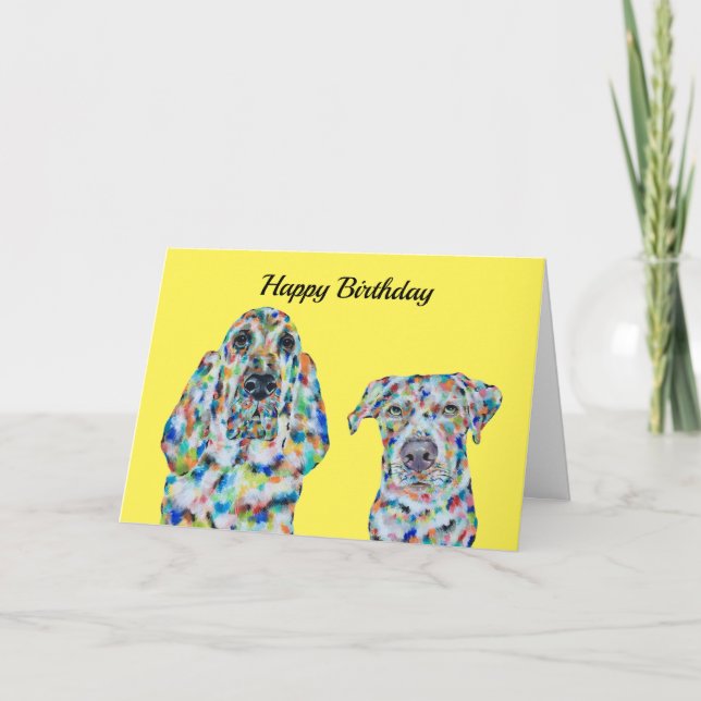 Carte d'anniversaire Hound Dog and Labrador (Devant)