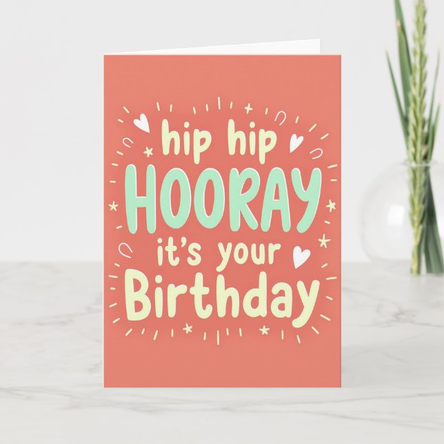 Carte d'anniversaire Hourra Corail (Devant)