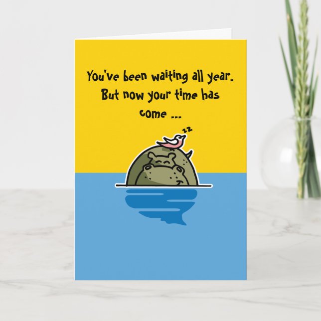 Carte d'anniversaire humoristique avec hippo (Devant)