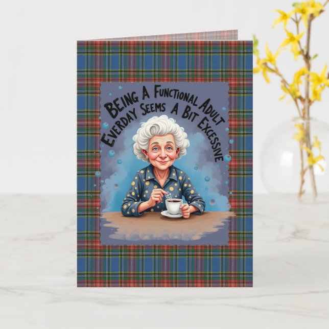 Carte d'anniversaire humoristique MacBeth Ancient  (Fleur jaune)