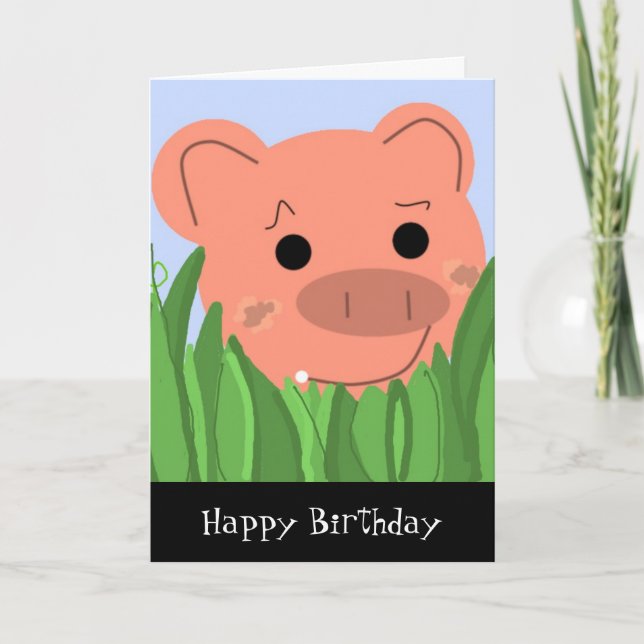 Carte d'anniversaire humoristique pour cochon (Devant)