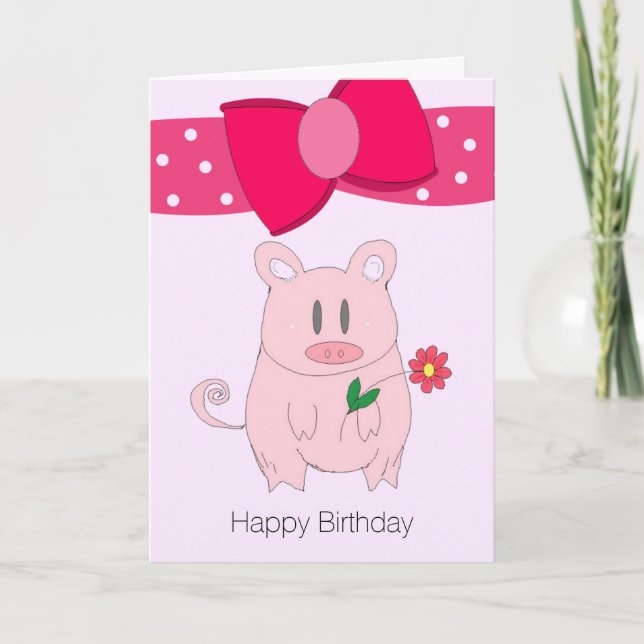 Carte d'anniversaire humoristique pour cochon (Devant)