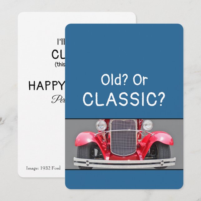 Carte d'anniversaire humoristique pour une Ford 19 (Devant / Derrière)