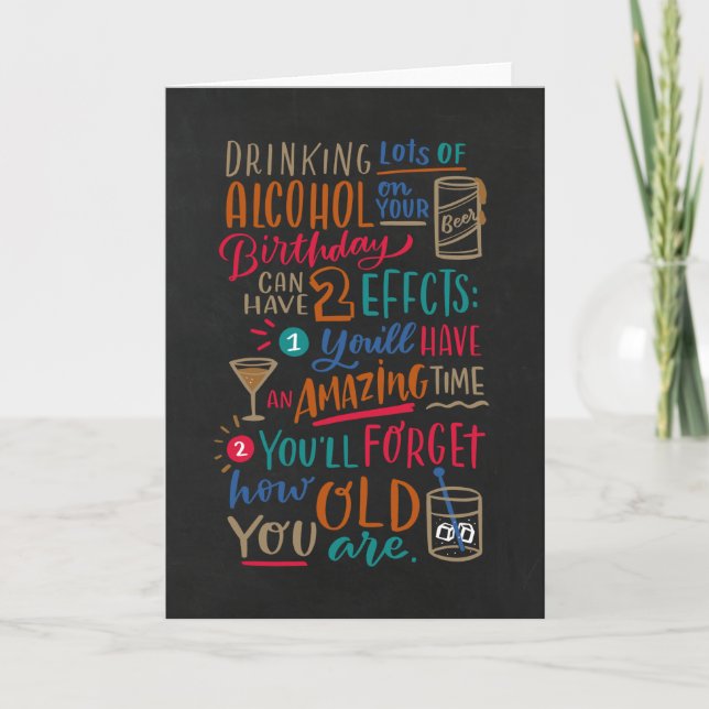 Carte d'anniversaire humoristique sur l'alcool (Devant)