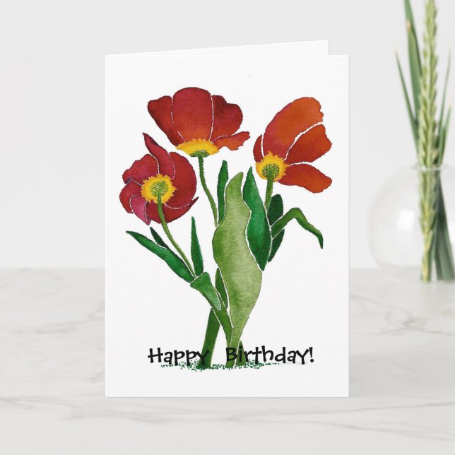 Carte d'anniversaire Humoristique Trois Tulipes Ro (Devant)