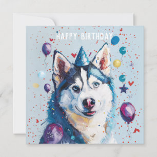 Carte d'anniversaire Husky / Malamute