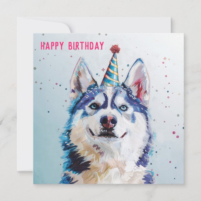 Carte d'anniversaire Husky / Malamute (Devant)