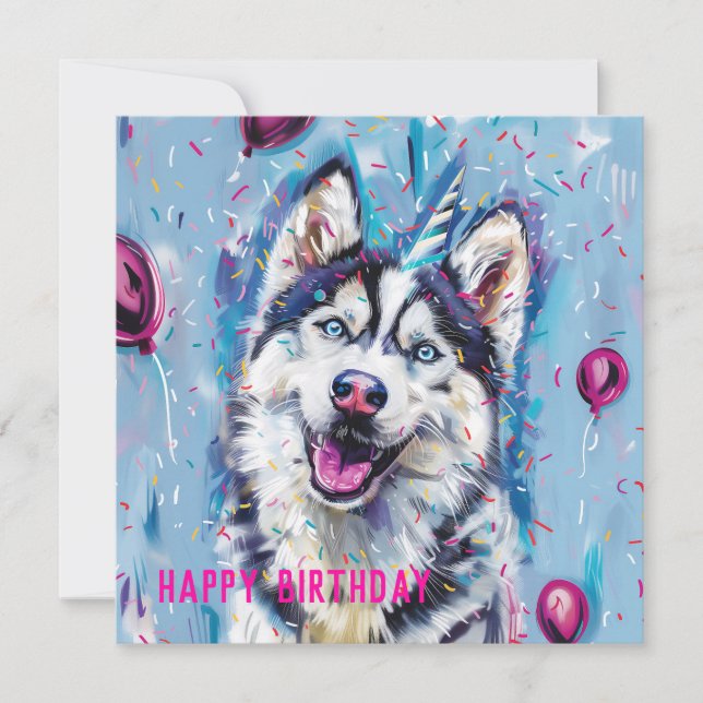 Carte d'anniversaire Husky / Malamute (Devant)