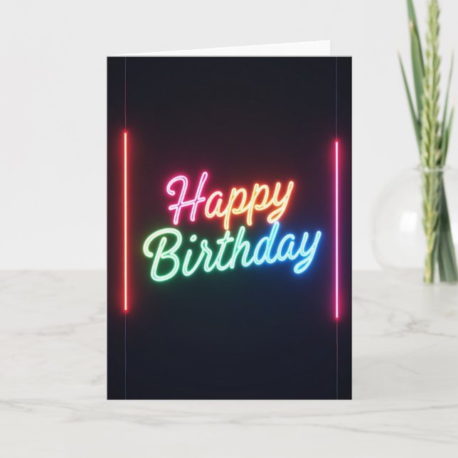 Carte d'anniversaire illuminée avec texte manuscri (Devant)