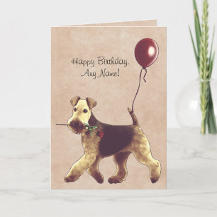 Carte d'anniversaire illustrée Airedale Terrier